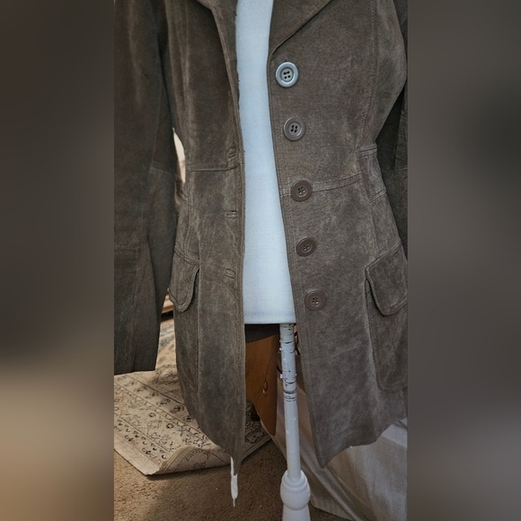 Vintage Y2K RUE 21 100% Genuine Leatger Suede Tailored Jacket. Brown.Size SM - Picture 6 of 16